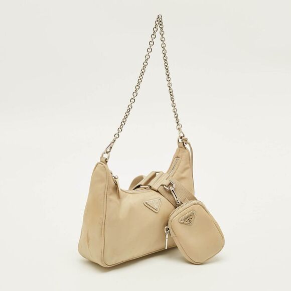 Prada Re-Edition 2005 Beige Re-Nylon And Saffiano Leather Shoulder Bag - Picture 3 of 7